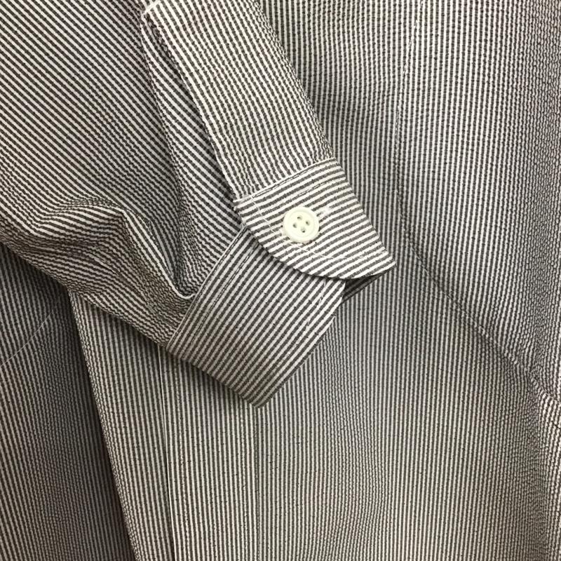 ビーミング バイ ビームス B:MING by BEAMS シャツ、ブラウス 長袖 長袖シャツ ストライプシャツ ノーカラーシャツ ストレッチ L ストライプ 白 / ホワイト / X 灰 / グレー /  メンズ USED 古着 中古 10139527