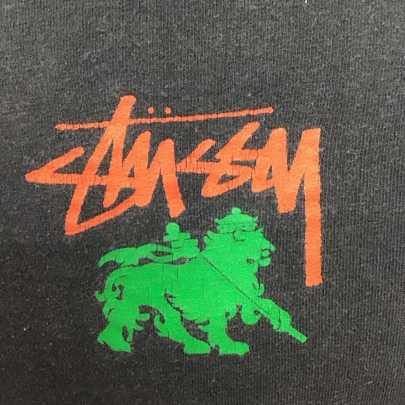 ステューシー STUSSY Tシャツ 半袖 クルーネック 80年代 ラスタライン L ロゴ、文字 黒 / ブラック / X 赤 / レッド / X 橙 / オレンジ / X 緑 / グリーン /  メンズ USED 古着 中古 10107638