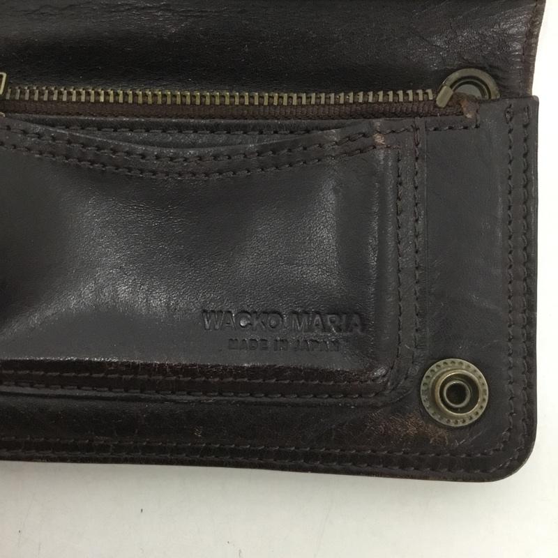 ポーター PORTER 財布 二つ折り WACKO MARIA レザー 無地 ダークブラウン / ダークブラウン /  メンズ USED 古着 中古 10137405