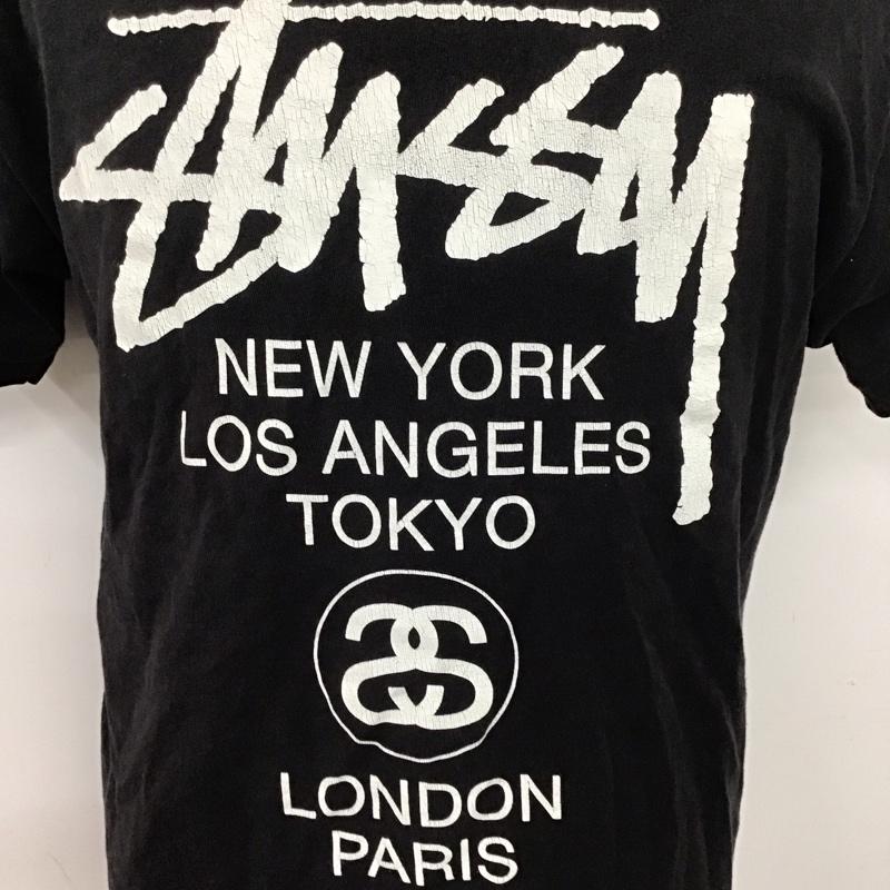 ステューシー STUSSY Tシャツ 半袖 半袖カットソー プリントTシャツ クルーネックカットソー M プリント 黒 / ブラック /  メンズ USED 古着 中古 10125053