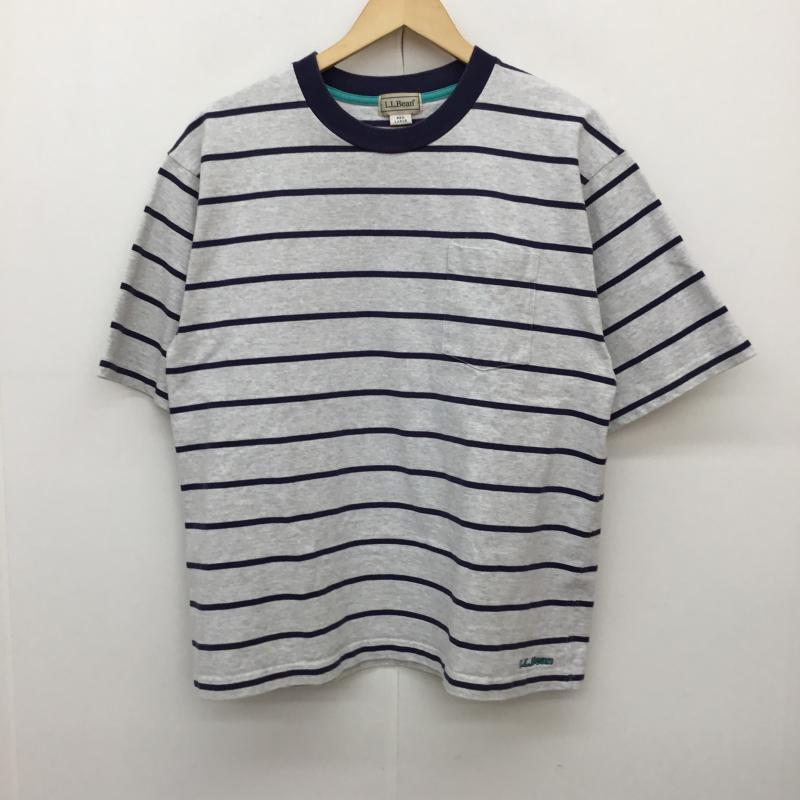 エルエルビーン L.L.Bean Tシャツ 半袖 L ボーダー柄 灰 / グレー / X 紺 / ネイビー /  メンズ USED 古着 中古 10145807