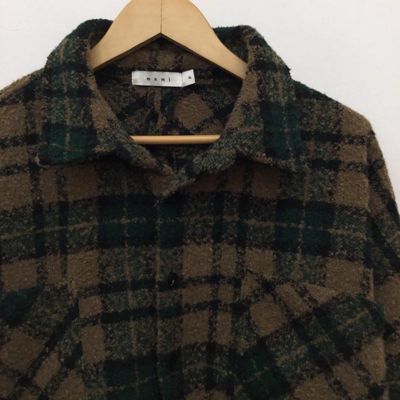 ミニマル mnml シャツ、ブラウス 長袖 XL ロゴ、文字 茶 / ブラウン / X 緑 / グリーン /  メンズ USED 古着 中古 10143909