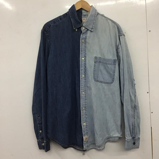 古着 USED シャツ、ブラウス 長袖 長袖シャツ 無地シャツ カラーシャツ デニムシャツ L 無地 インディゴ / インディゴ /  メンズ USED 古着 中古 10139037