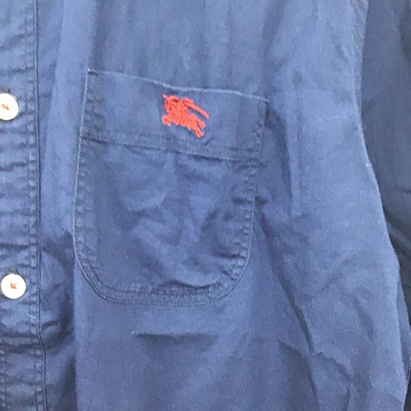 バーバリーブラックレーベル BURBERRY BLACK LABEL シャツ、ブラウス 長袖 長袖シャツ 無地シャツ カラーシャツ 3 ロゴ、文字 紺 / ネイビー /  メンズ USED 古着 中古 10132811