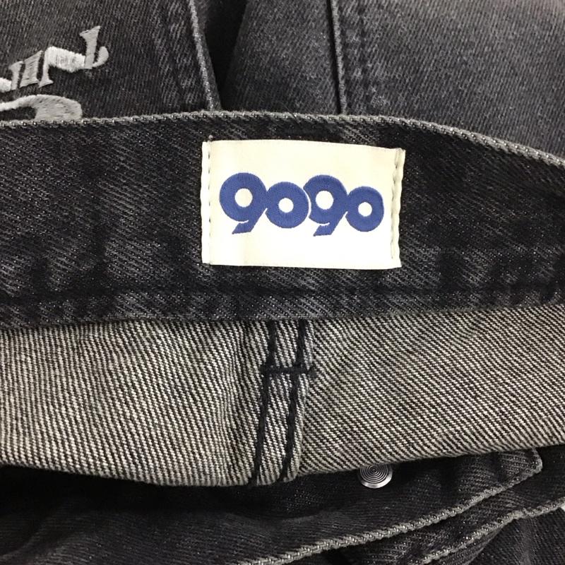 ナインティナインティ 9090 パンツ デニム、ジーンズ nn1792 デニムパンツ ワイドパンツ カジュアルパンツ M ロゴ、文字 ダークグレー / ダークグレー /  メンズ USED 古着 中古 10150740
