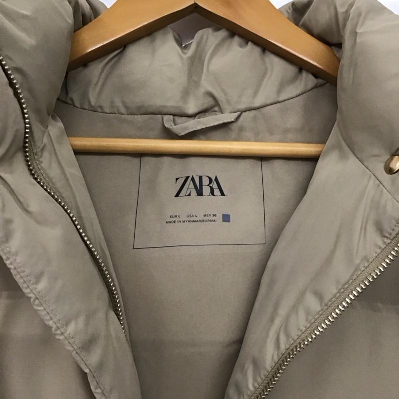 ザラ ZARA ベスト ベスト 3046 241 706 中綿 フード ロング丈 タグ付き L 無地 ベージュ / ベージュ /  レディース USED 古着 中古 10138928
