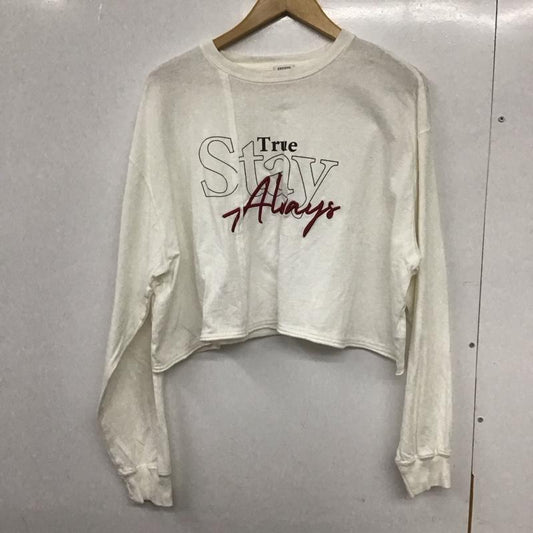 ローリーズファーム LOWRYS FARM Tシャツ 長袖 FREE プリント X 刺繍 白 / ホワイト /  レディース USED 古着 中古 10133139
