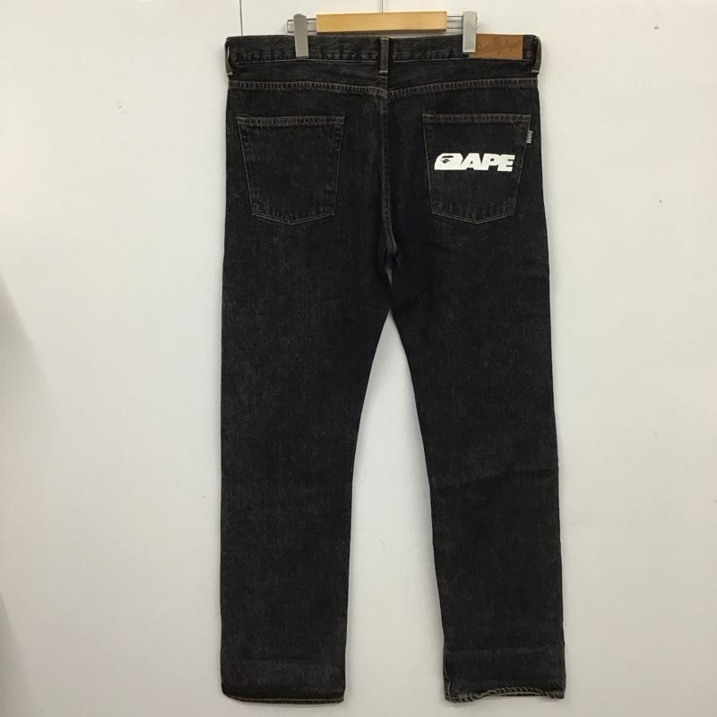 アベイシングエイプ A BATHING APE パンツ デニム、ジーンズ 001DPE801006X TYPE-05 SLIM TAPER 2XL ロゴ、文字 黒 / ブラック /  メンズ USED 古着 中古 10120184