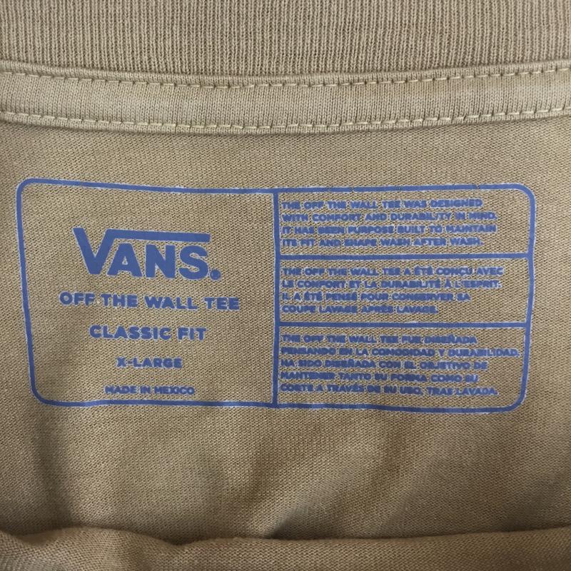 バンズ VANS Tシャツ 長袖 VANS OFF THE WALL SKATE CLASSICS LONG SLEEVE T-SHIRT-BONE BROWN XL ロゴ、文字 X プリント 茶 / ブラウン /  メンズ USED 古着 中古 10127553
