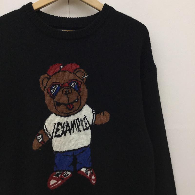イグザンプル EXAMPLE ニット、セーター 長袖 XL キャラクター 黒 / ブラック /  メンズ USED 古着 中古 10141054