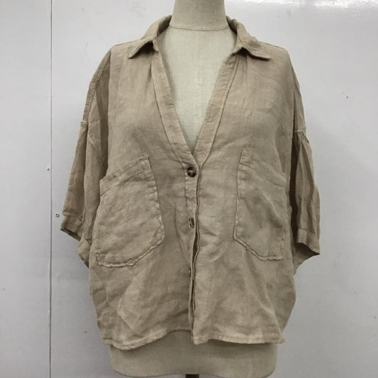 ザラ ZARA シャツ、ブラウス 半袖 2402 500 711 スキッパーシャツ L 無地 ベージュ / ベージュ /  レディース USED 古着 中古 10117397