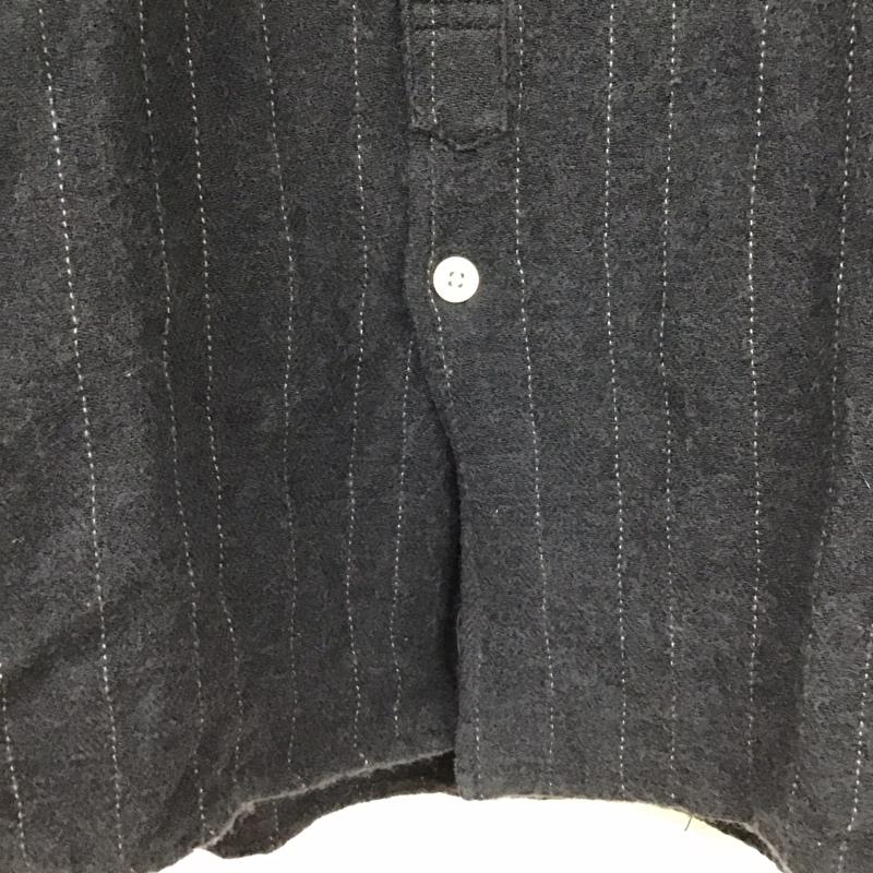 クオドロ quadro シャツ、ブラウス 長袖 長袖シャツ ストライプシャツ ノーカラーシャツ 2 ストライプ 紺 / ネイビー /  メンズ USED 古着 中古 10131550