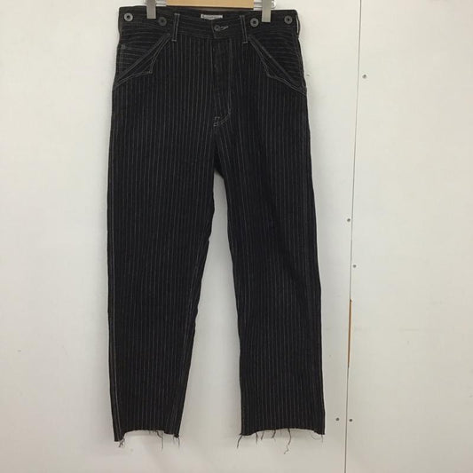 ショットブロス SCHOTT BROS. パンツ デニム、ジーンズ ショットオールドヒッコリーデニムパンツ デニムパンツ ワイドパンツ 裾ロット 32インチ ストライプ 黒 / ブラック /  メンズ USED 古着 中古 10134374