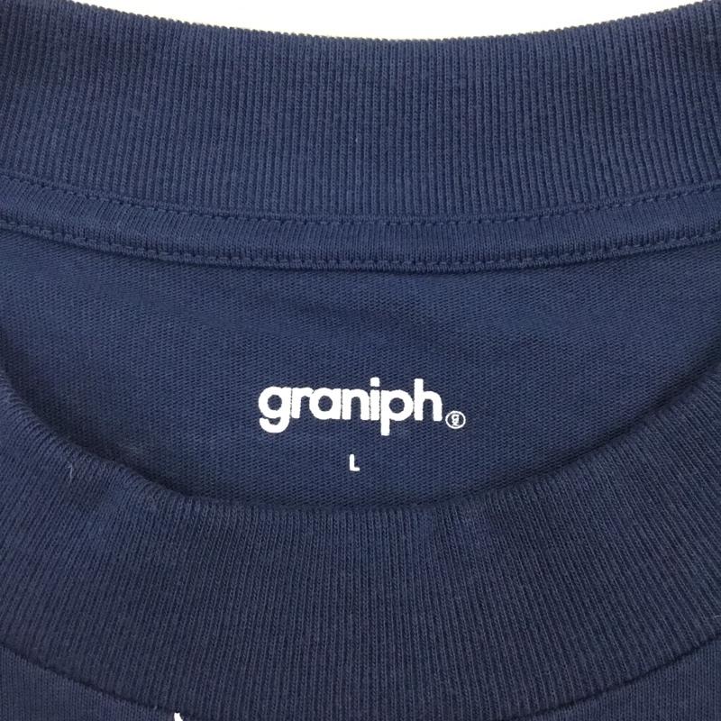 グラニフ graniph カットソー 半袖 ラムチョップ L 総柄 紺 / ネイビー /  メンズ USED 古着 中古 10115531