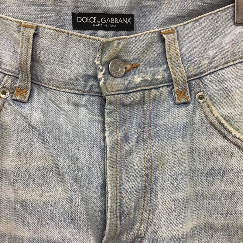 ドルチェアンドガッバーナ DOLCE&GABBANA パンツ デニム、ジーンズ デニムパンツ ワイドパンツ カジュアルパンツ 48 ダメージ加工 インディゴ / インディゴ /  メンズ USED 古着 中古 10141525