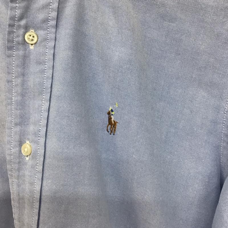 ポロバイラルフローレン Polo by RALPH LAUREN シャツ、ブラウス 長袖 長袖シャツ 無地シャツ カラーシャツ ボタンダウンシャツ ロゴ、文字 水色 / ライトブルー /  メンズ USED 古着 中古 10128667