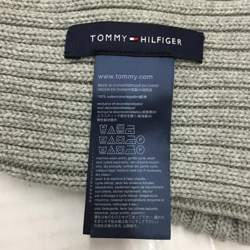 トミーヒルフィガー TOMMY HILFIGER 帽子 ニット帽 C8878B9190 JS AM FOSTER FLAG SOLID HAT コットン ワンポイント 灰 / グレー /  メンズ USED 古着 中古 10119101