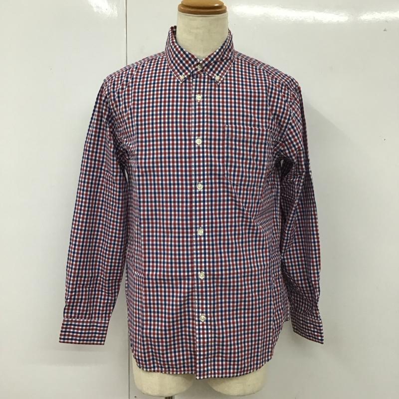 エディーバウアー Eddie Bauer シャツ、ブラウス 長袖 ボタンダウン 胸ポケット M チェック 白 / ホワイト / X 赤 / レッド / X 紺 / ネイビー /  メンズ USED 古着 中古 10112914