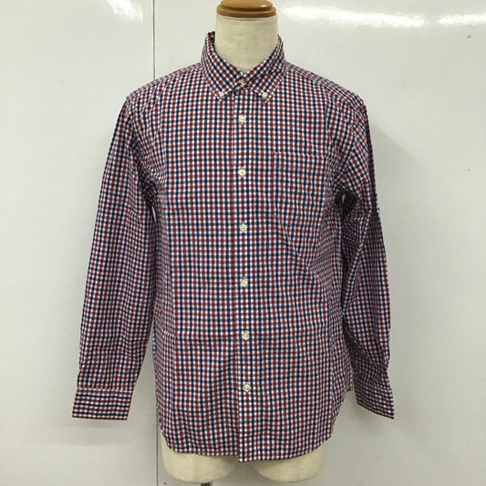 エディーバウアー Eddie Bauer シャツ、ブラウス 長袖 ボタンダウン 胸ポケット M チェック 白 / ホワイト / X 赤 / レッド / X 紺 / ネイビー /  メンズ USED 古着 中古 10112914