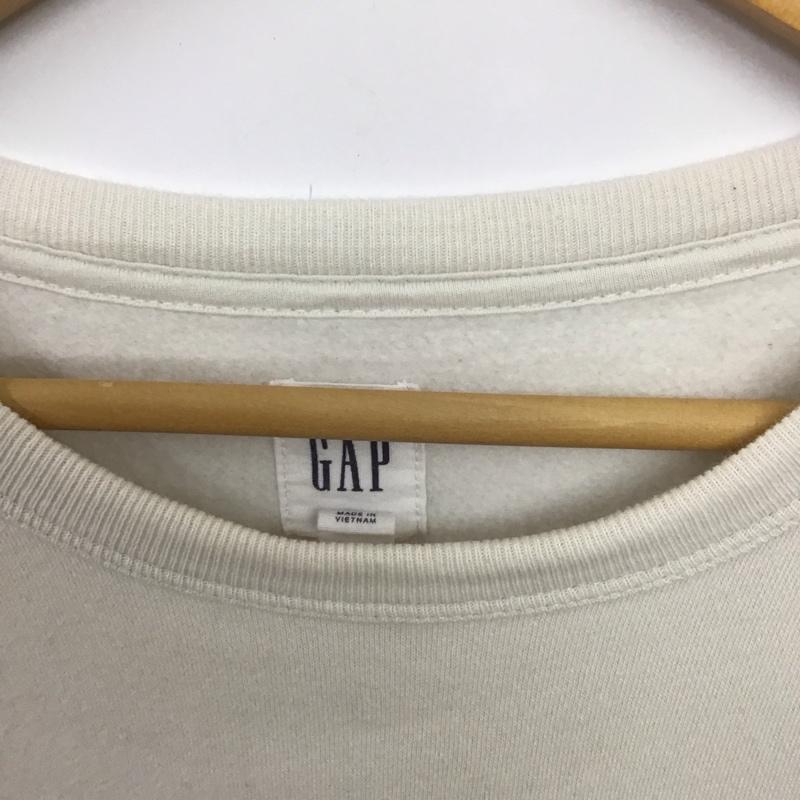 ギャップ GAP トレーナー 長袖 長袖トレーナー スウェット クルーネック プルオーバー L ロゴ、文字 白 / ホワイト /  メンズ USED 古着 中古 10132802