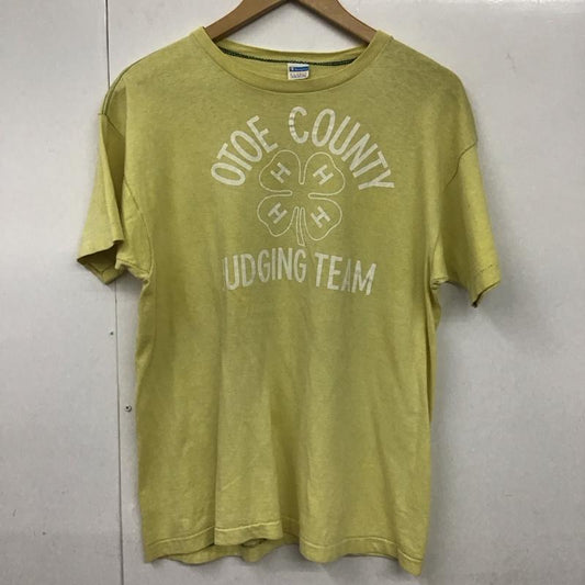 チャンピオン Campion Tシャツ 半袖 XL ロゴ、文字 X プリント 黄 / イエロー /  メンズ USED 古着 中古 10130882