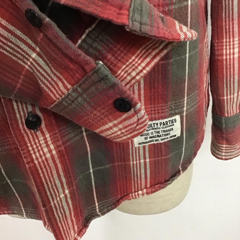 ワコマリア WACKO MARIA シャツ、ブラウス 長袖 コットン GUILTY PARTIES S チェック 白 / ホワイト / X 灰 / グレー / X 赤 / レッド /  メンズ USED 古着 中古 10111882