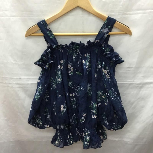 マジェスティックレゴン MAJESTIC LEGON カットソー 半袖 1085032900 オープンショルダーブラウス S 花柄 紺 / ネイビー /  レディース USED 古着 中古 10118188