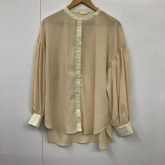 エヘカソポ ehka sopo シャツ、ブラウス 長袖 1711666 異素材シアーバンドカラーシャツ FREE 無地 ベージュ / ベージュ /  レディース USED 古着 中古 10130796