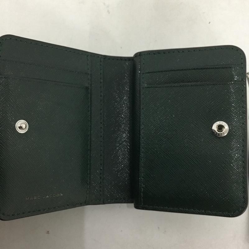 マークジェイコブス MARCJACOBS 財布 二つ折り バイカラー 2トーン L字ファスナー ワンポイント 緑 / グリーン / X カーキ / カーキ /  レディース USED 古着 中古 10142110