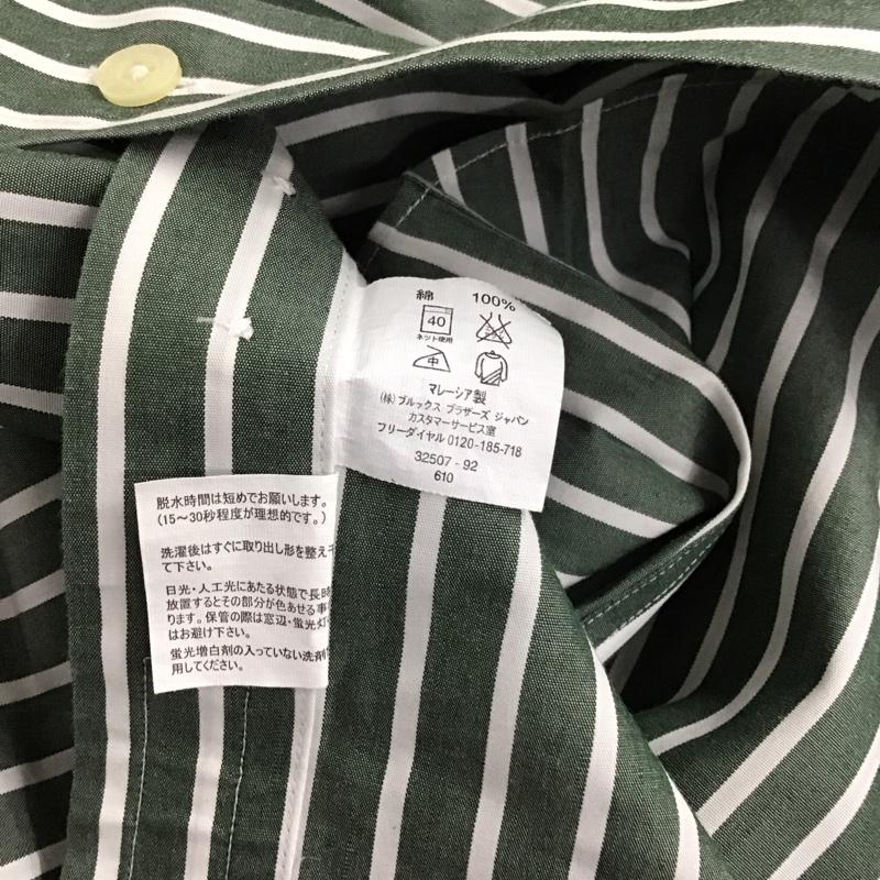 ブルックスブラザーズ BROOKS BROTHERS シャツ、ブラウス 長袖 M ストライプ 白 / ホワイト / X カーキ / カーキ /  メンズ USED 古着 中古 10111185