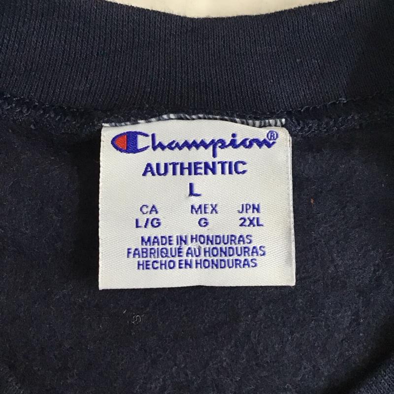 チャンピオン Champion カットソー 長袖 長袖カットソー クルーネックカットソー ロングスリーブカットソー プリントTシャツ XXL ロゴ、文字 紺 / ネイビー /  メンズ USED 古着 中古 10118256