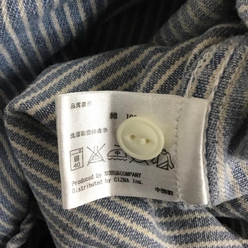 ヴァンソン VANSON シャツ、ブラウス 長袖 長袖シャツ カラーシャツ ポケットシャツ 長袖カットソー ストライプシャツ M ロゴ、文字 インディゴ / インディゴ /  メンズ USED 古着 中古 10120035
