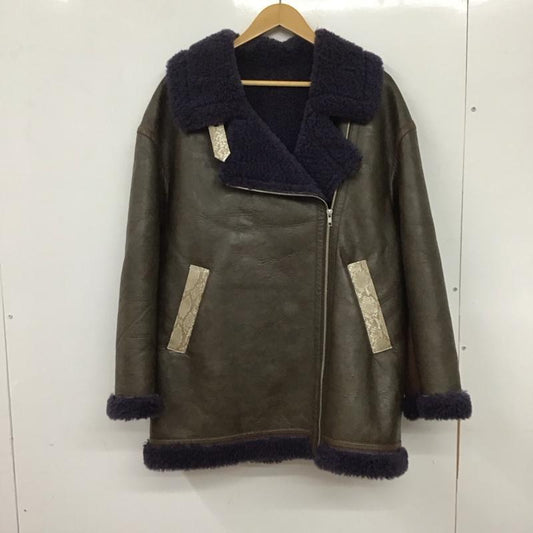 ムルーア MURUA ジャケット、上着 ジャンパー、ブルゾン 012150200401-01 ルーズフェイクムートンブルゾン M 無地 茶 / ブラウン / X 紫 / パープル /  レディース USED 古着 中古 10137723