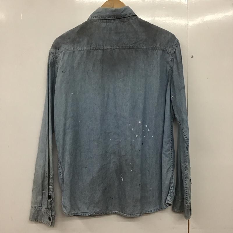 クラクト CLUCT シャツ、ブラウス 長袖 長袖デニムシャツ カラーシャツ 長袖シャツ L ダメージ加工 インディゴ / インディゴ /  メンズ USED 古着 中古 10140726