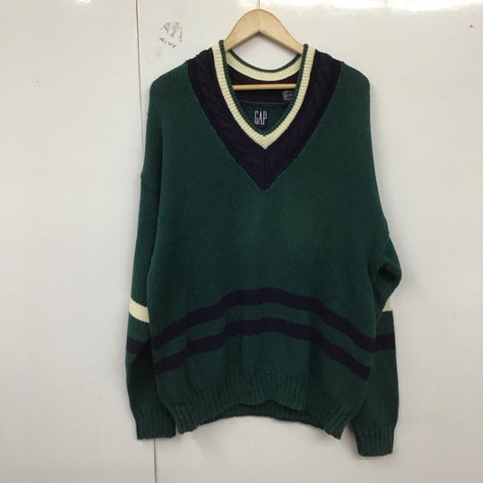 ギャップ GAP ニット、セーター 長袖 長袖ニットカットソー Vネック セーター L 無地 緑 / グリーン /  メンズ USED 古着 中古 10129081
