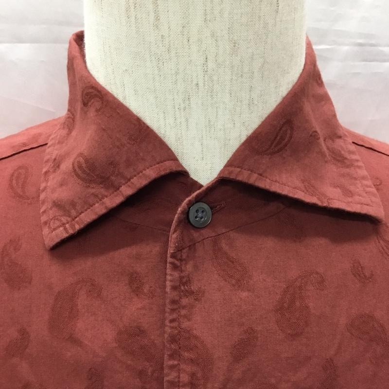 ニューヨーカー NEWYORKER シャツ、ブラウス 長袖 長袖シャツ カラーシャツ ポケットシャツ 長袖カットソー プリントシャツ M プリント えんじ / ワインレッド /  メンズ USED 古着 中古 10115115