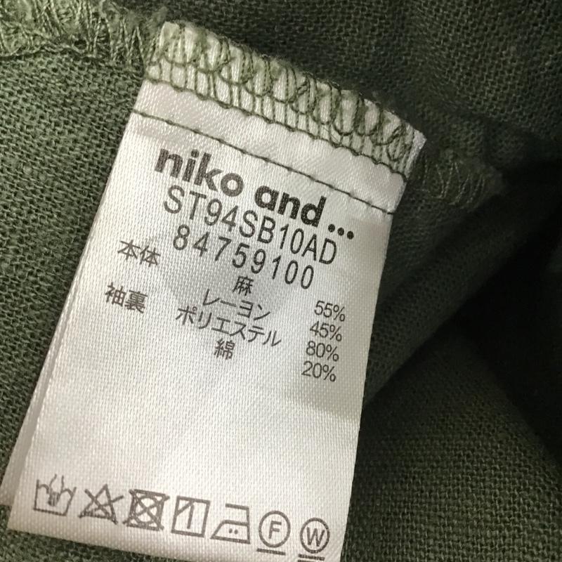 ニコアンド niko and... カットソー 七分袖 ノーカラーシャツカットソー Vネック 七分丈シャツ 3 無地 カーキ / カーキ /  レディース USED 古着 中古 10105841