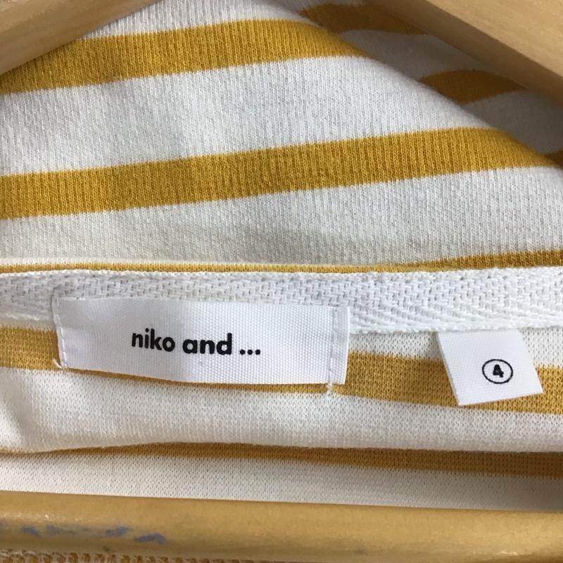 ニコアンド niko and... Tシャツ 七分袖 L ボーダー柄 白 / ホワイト / X 黄 / イエロー /  レディース USED 古着 中古 10141775