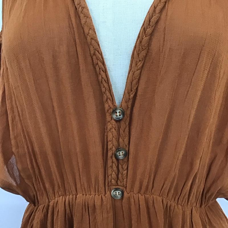 ザラ ZARA ワンピース ロングスカート 9878 222 732 Vネック S 無地 茶 / ブラウン /  レディース USED 古着 中古 10109491