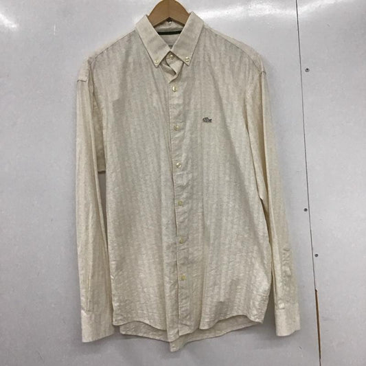 ラコステ LACOSTE シャツ、ブラウス 長袖 長袖シャツ ボタンダウンシャツ カラーシャツ 40 ロゴ、文字 ベージュ / ベージュ /  メンズ USED 古着 中古 10133241