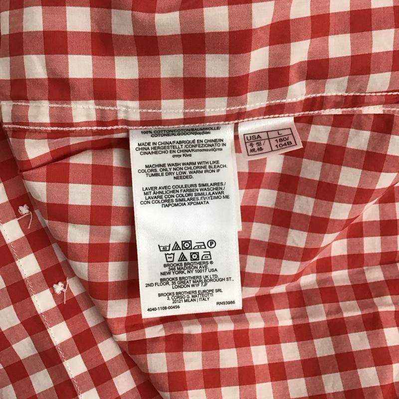 ブルックスブラザーズ BROOKS BROTHERS シャツ、ブラウス 長袖 長袖シャツ カラーシャツ ポケットシャツ 長袖カットソー チェックシャツ L チェック 白 / ホワイト / X 赤 / レッド /  メンズ USED 古着 中古 10124050