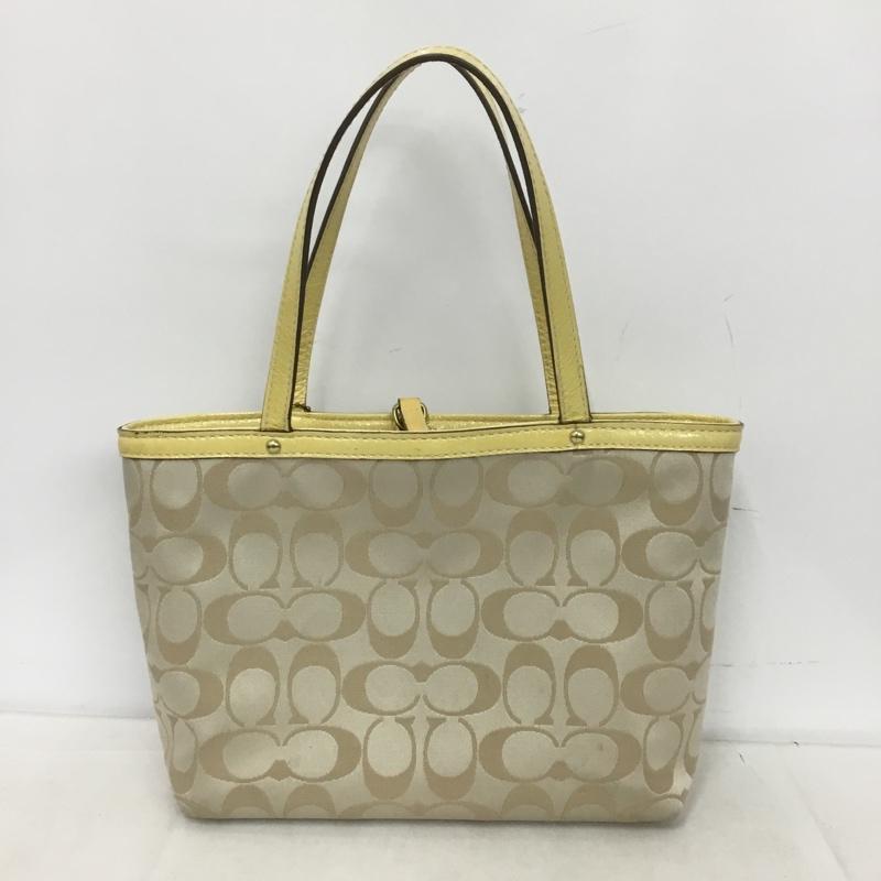 コーチ COACH ハンドバッグ ハンドバッグ F47242 シグネチャー フラワーモチーフ 総柄 黄 / イエロー / X ベージュ / ベージュ /  レディース USED 古着 中古 10150689