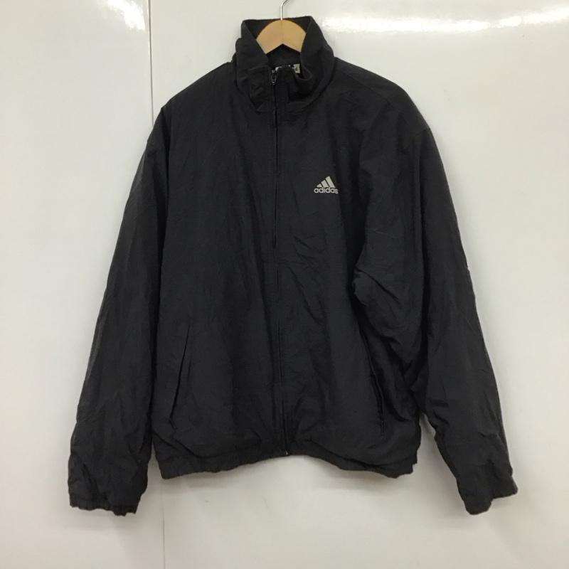 アディダス adidas ジャケット、上着 ジャケット、ブレザー ジップアップジャケット アウター 古着 スタンドネック M ロゴ、文字 紺 / ネイビー /  メンズ USED 古着 中古 10131439