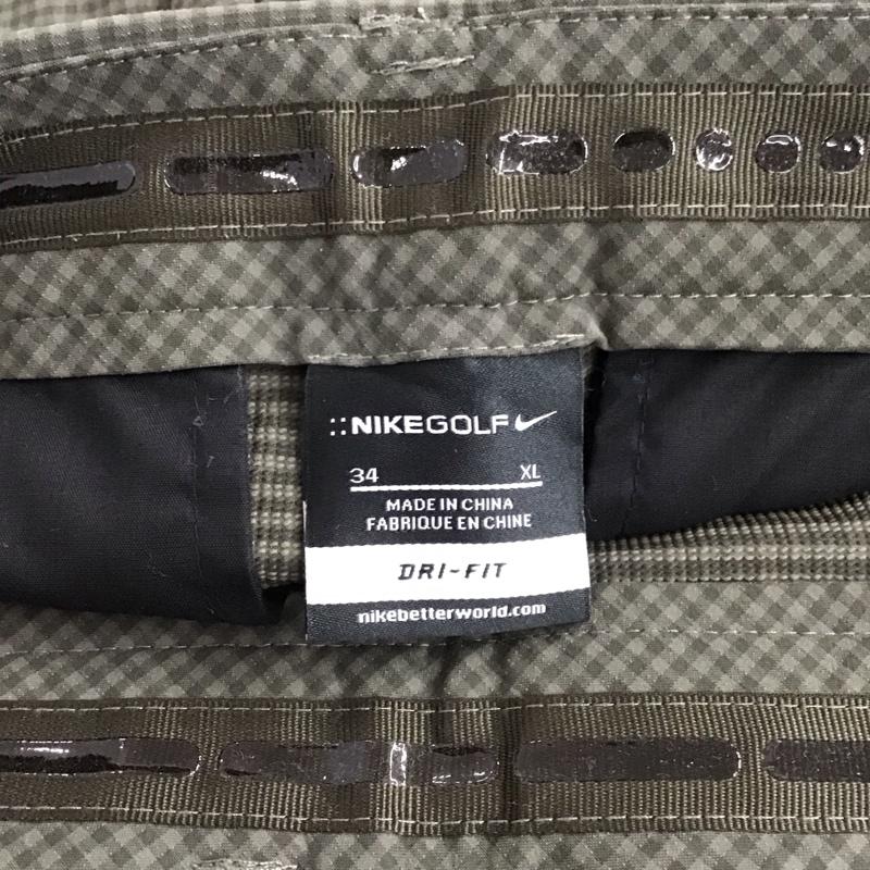 ナイキ NIKE パンツ スラックス スラックスパンツ ワイドパンツ センタータックパンツ golf XL チェック カーキ / カーキ /  メンズ USED 古着 中古 10149718