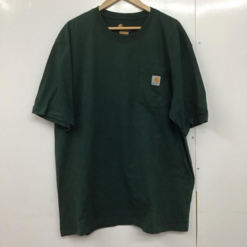 カーハート Carhartt Tシャツ 半袖 半袖カットソー プリントTシャツ クルーネックカットソー L ロゴ、文字 緑 / グリーン /  メンズ USED 古着 中古 10143256