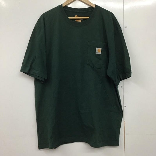 カーハート Carhartt Tシャツ 半袖 半袖カットソー プリントTシャツ クルーネックカットソー L ロゴ、文字 緑 / グリーン /  メンズ USED 古着 中古 10143256