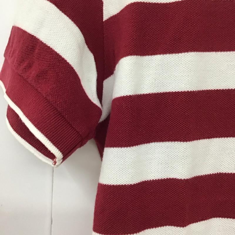 ラコステ LACOSTE ポロシャツ 半袖 半袖ポロシャツ 半袖カットソー カラーシャツ 3 ボーダー柄 白 / ホワイト / X えんじ / ワインレッド /  メンズ USED 古着 中古 10130147