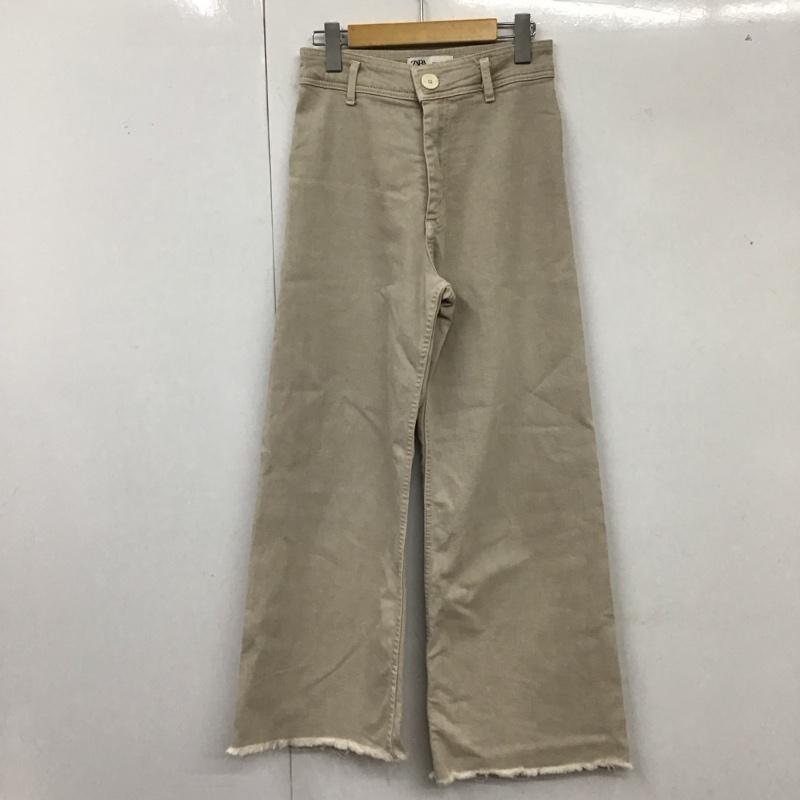 ザラ ZARA パンツ デニム、ジーンズ デニムパンツ ストレートパンツ ワイドパンツ カジュアルパンツ 36 無地 ベージュ / ベージュ /  レディース USED 古着 中古 10117864