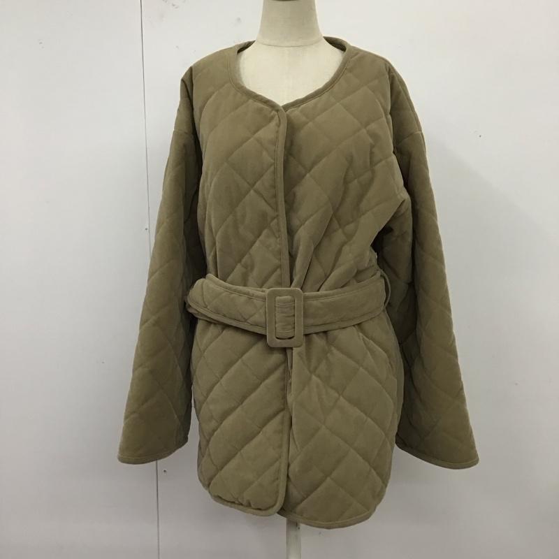 アルシーヴ archives コート コート一般 2503942 中綿キルトベルト付きコート ノーカラー M 無地 カーキ / カーキ /  レディース USED 古着 中古 10120376