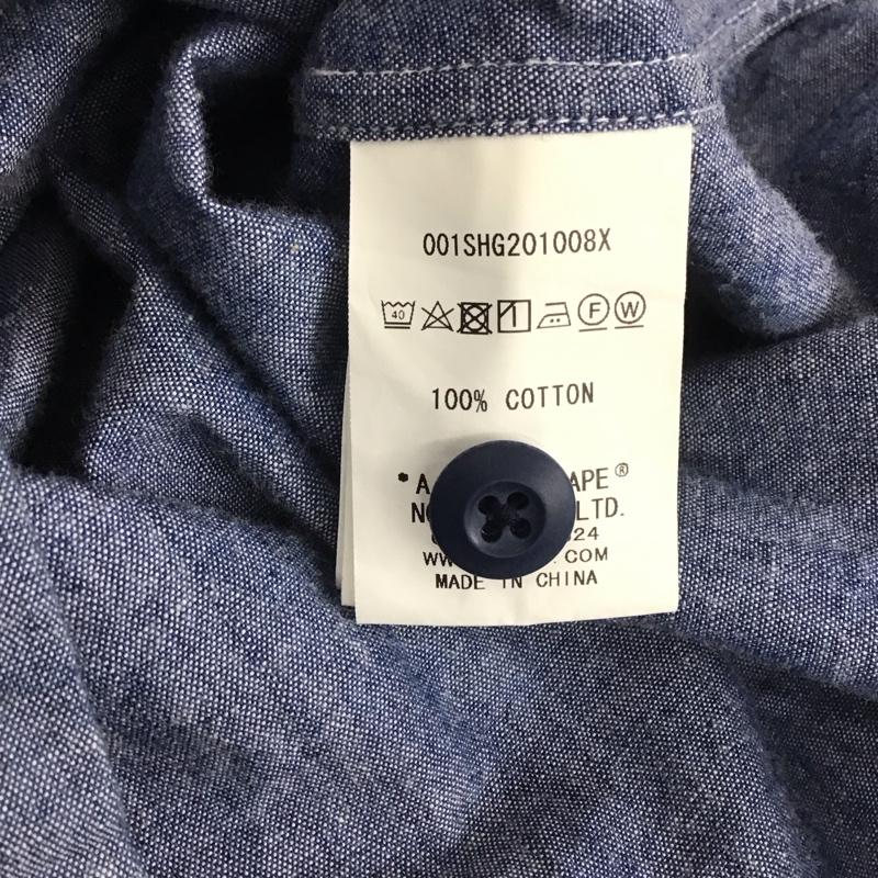 アベイシングエイプ A BATHING APE シャツ、ブラウス 長袖 長袖シャツ 無地シャツ カラーシャツ デニムシャツ M ロゴ、文字 インディゴ / インディゴ /  メンズ USED 古着 中古 10148908